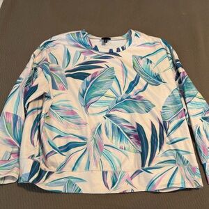 Torrid NWOT Hawaiian floral palm print pull over fleece sweatshirt 00 🌴 tropical